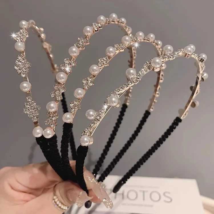 Retro pearl rhinestone fine edged hair bands accessories headband for women fashionable versatile for outdoor use womens band V251022