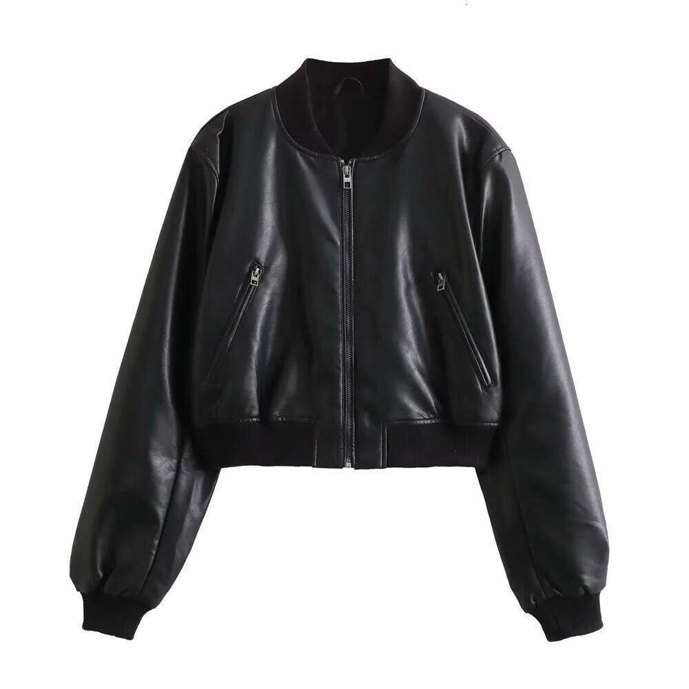 Autumn and Winter New Women's Fashion Versatile Short Motorcycle Faux Pilot Jacket Leather Coat
