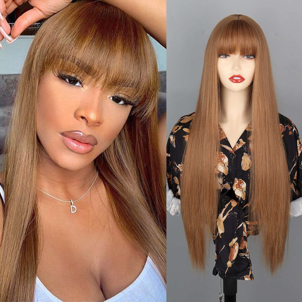 Fashion For Women 30Inch Light Blonde Bangs Long Straight Synthetic Wig