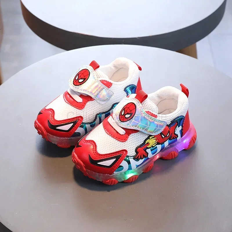 Disney Spiderman Children Casual Shoes LED Leisure Baby Girls Boys Shoes Led Lighted Kids Sneakers Infant Tennis H251022