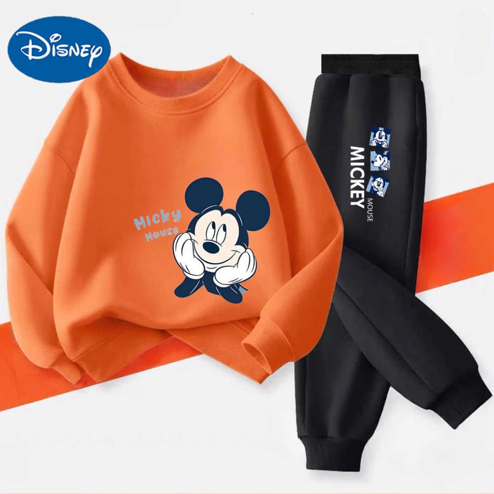 Disney Spring Autumn Children Clothes Set Kid Boy Mickey Sweatshirts Pullover Pants 2pcs Suit Children Long Sleeve Casual Suit H251022