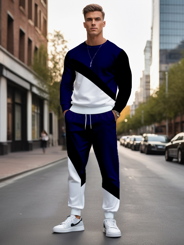 Men's Knitted Cotton Blend Long Sleeve Sweatshirt Brown round Neck Ankle-Length Casual T-Shirt Comfortable Outdoor Wear - YLWY00148