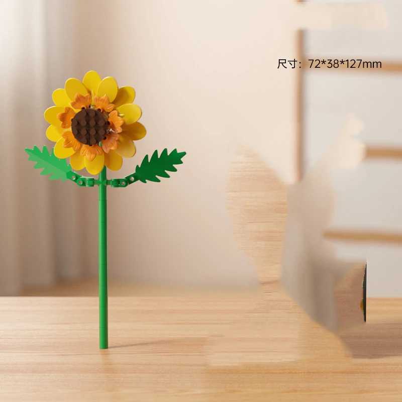 14 Styles Pretty vase Flower arrangement Building Blocks Sunflower Lily Rose Bricks Flower DIY Home Ornaments Valentines Gift J251022