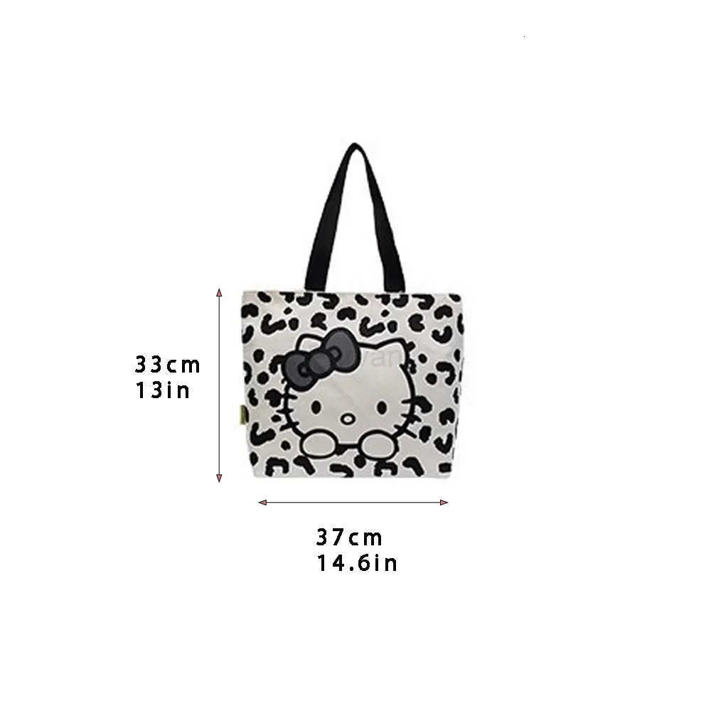 Sanrio Cartoon Cute Hello Kitty Large Capacity Canvas Shoulder Bag Fashion Retro Girl Daily Commuting Casual Handbag Women Gifts L251022