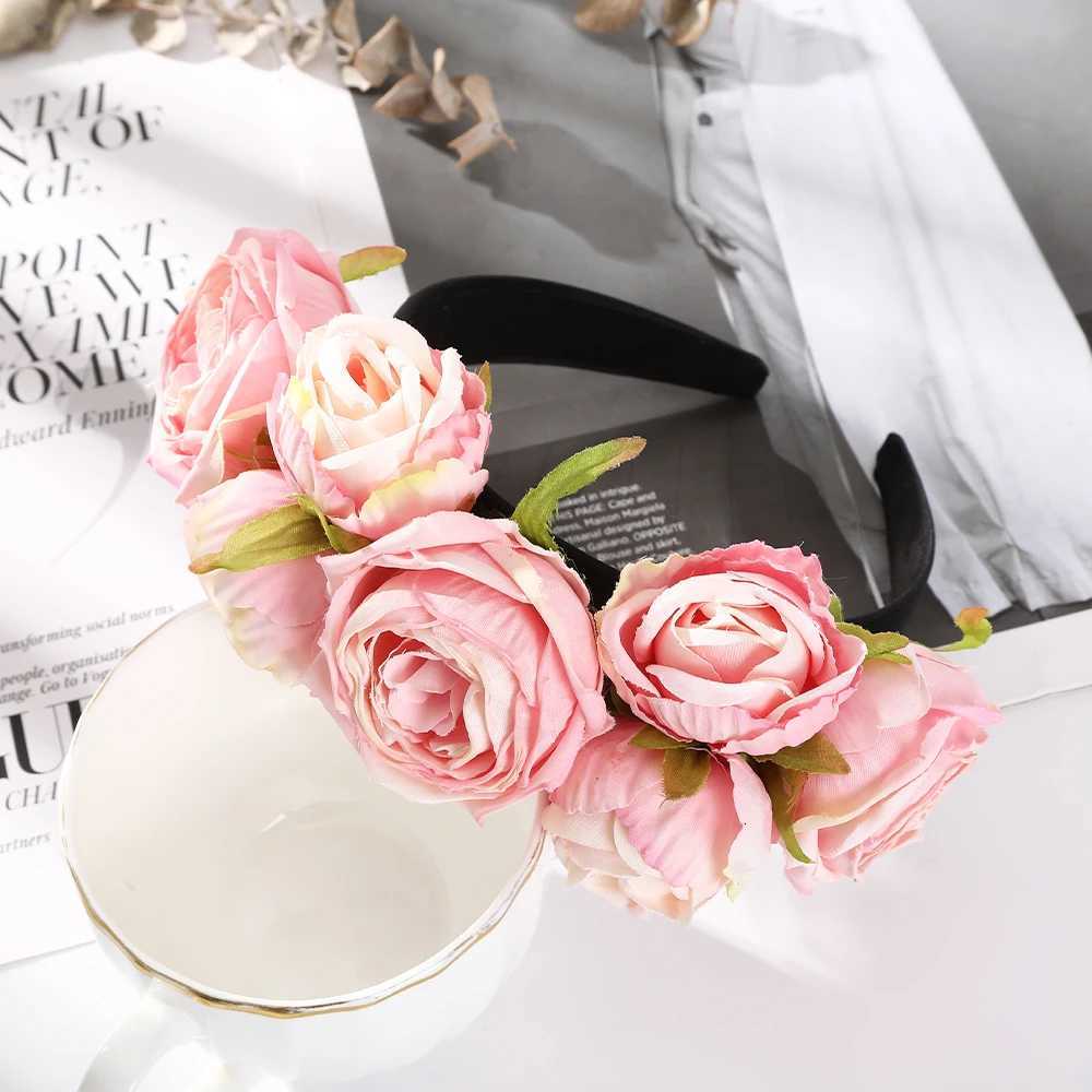 Haimeikang Simulation Rose Headband For Women Romantic Red Bezel Hair Hoop Hair Bands Girls Wedding Hairband Hair Accessories V251022
