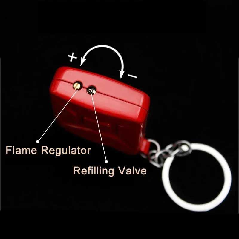 New 2025 Creative Open Fire Gas Lighter Personty Mini Key Chain Cigarette Accessories Small Gift for Men C251022