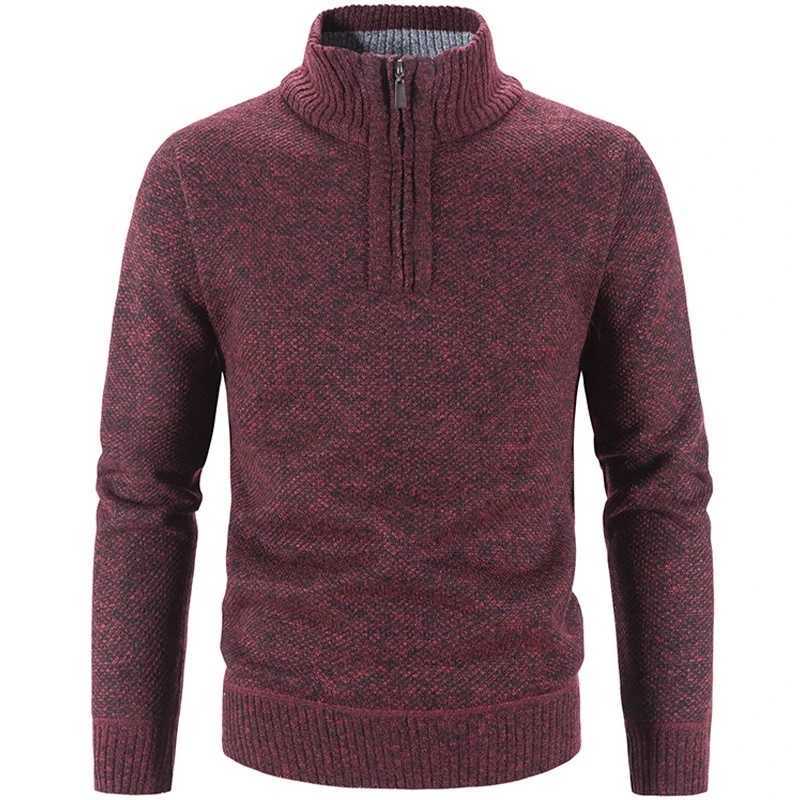 Winter Mens Fleece Thicker Sweater Half Zipper Turtleneck Warm Pullover Quality Male Slim Knitted Wool Sweaters for SpringXJ251022