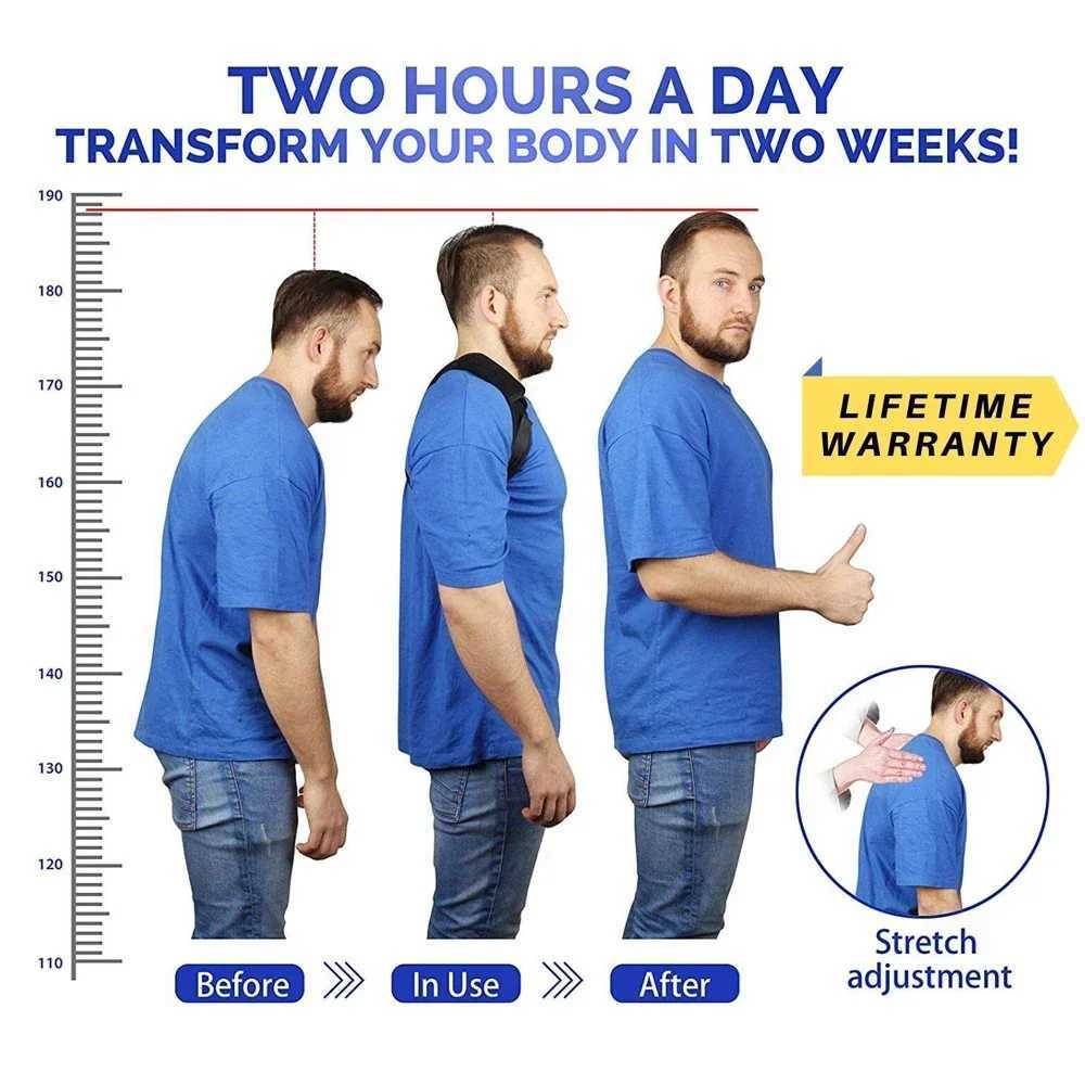 Medical Adjustable Back Shoulder Posture Corrector Belt Clavicle Spine Support Preventing Humpback Sports Upper Back Neck Brace1 D251022