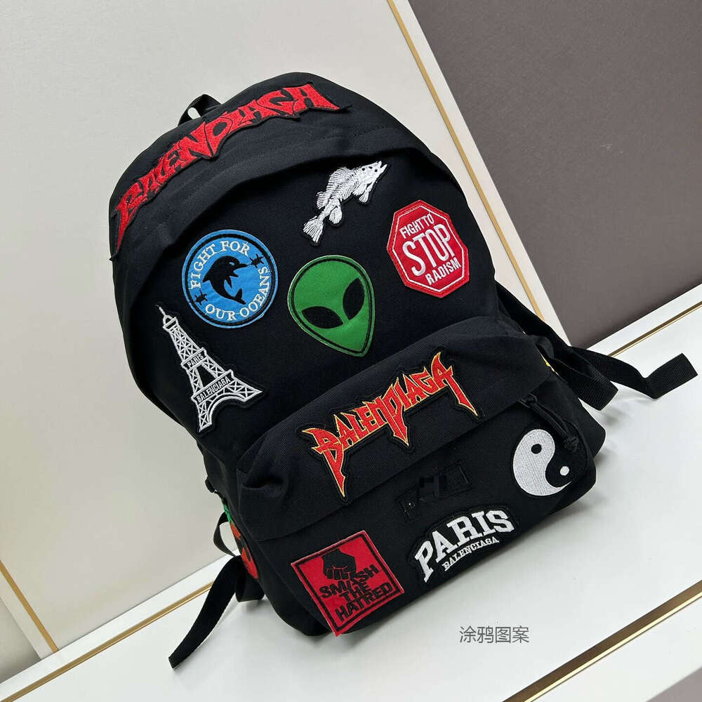 B S SS Explorer Alien Embroidery Graffiti Sticker Backpack High Quality