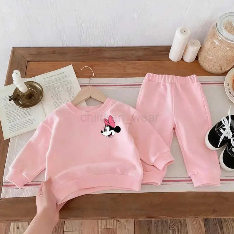 Disney Mickey Minnie Cute Baby Girl Boy Sweatshirt Set Spring Fall Fashion Crewneck Hoodie Pants Kids 2pcset Childrens Clothes NEW H251022