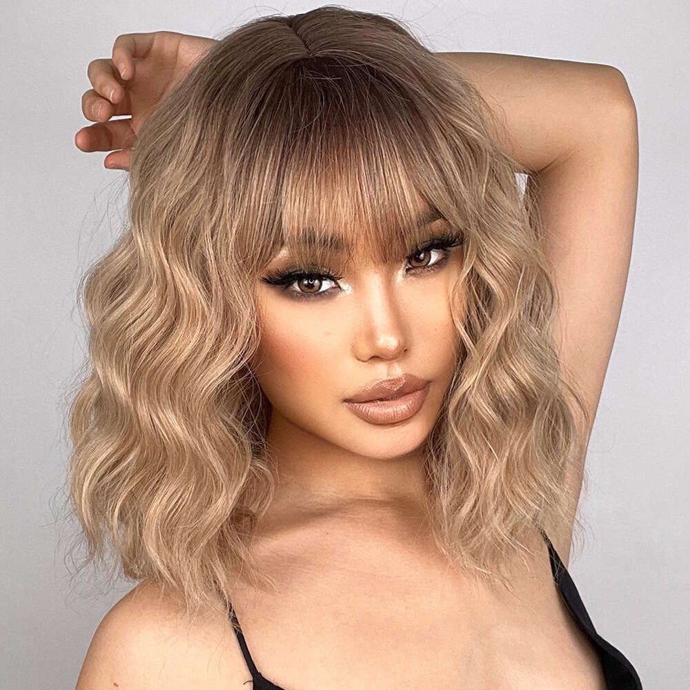 Water Ripple Black Gradient Gold Synthetic Full Wig Hot Sale