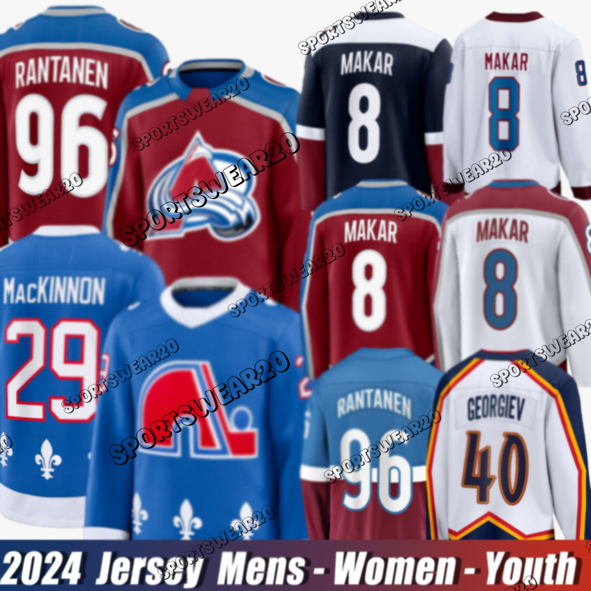 #29 Nathan MacKinnon Colorados city Avalanche Jersey #8 Cale Makar #92 Gabriel Landeskog #96 Mikko Rantanen Hockey Jerseys