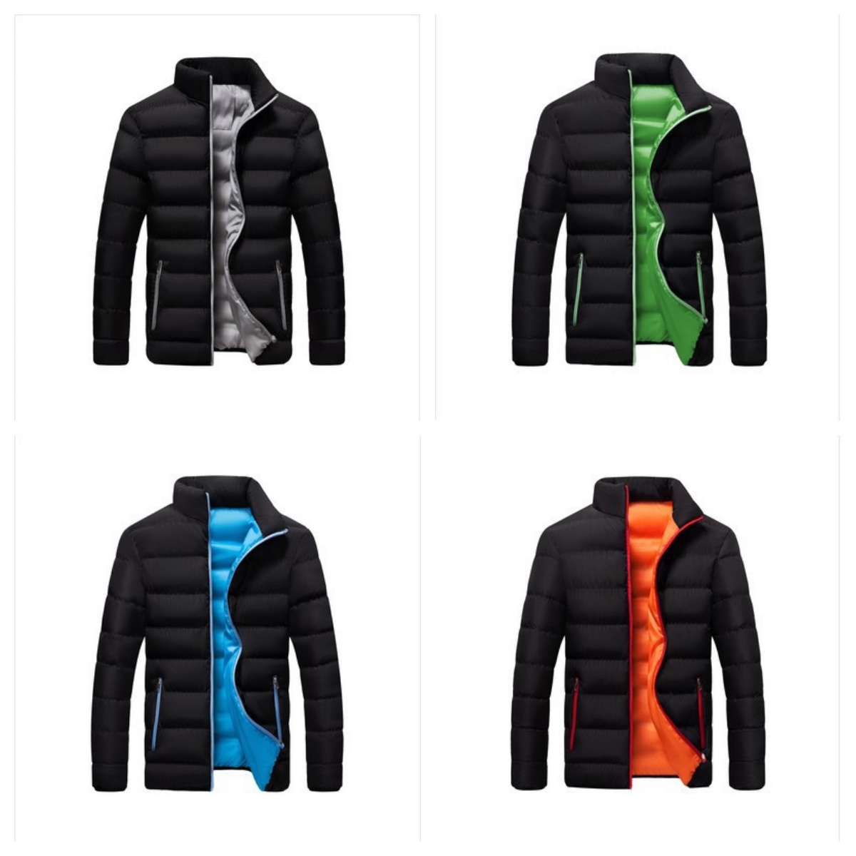 Men's Casual Thickened Down Cotton Jacket Stand Collar Oversize Casual Slim Fit Coat New Style Colorful Zipper Style Cardigan Cotton Wear Autumn 