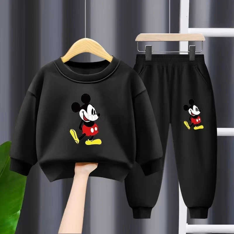 Disney Autumn New Childrens Clothing Sets Cute Mickey Print Boys Sweatshirt and Sweatpant Two Piece Suit Girls Tracksuits H251022