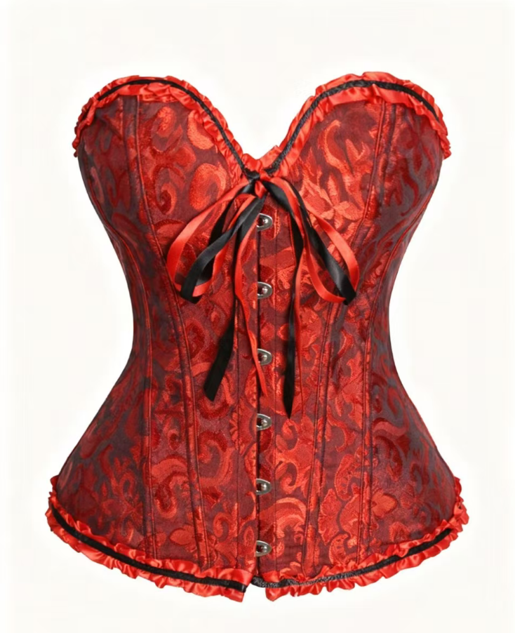 Women wearing tight-fitting tops, corsets, shaping undergarments, and lace waists pushed onto tight-fitting tops
