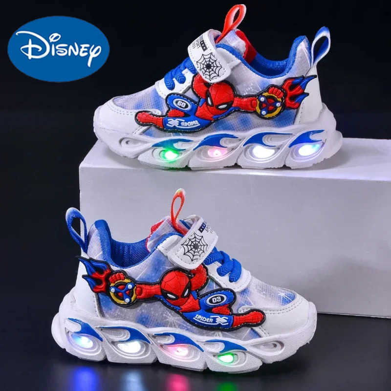 Disney Fashion Spiderman Baby Boys SpringAutumn Lighted Trendy Kids Boy Sports Casual Childrens Sneakers H251022