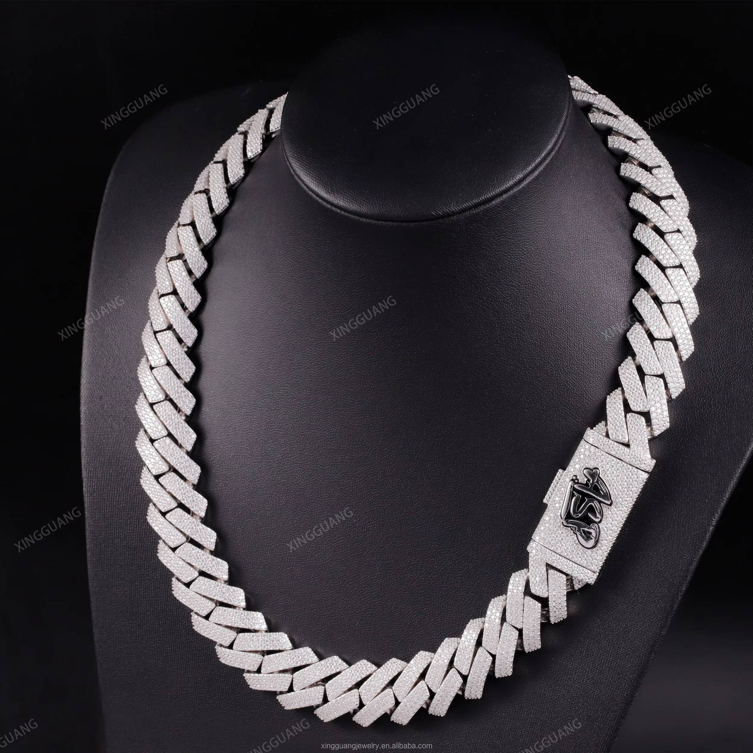 Popular 3rows Heavy Silver Chain Luxury 925 Sterling Silver Iced Cuban Lidynamic Mossanite Hiphop Style Necklace for Men