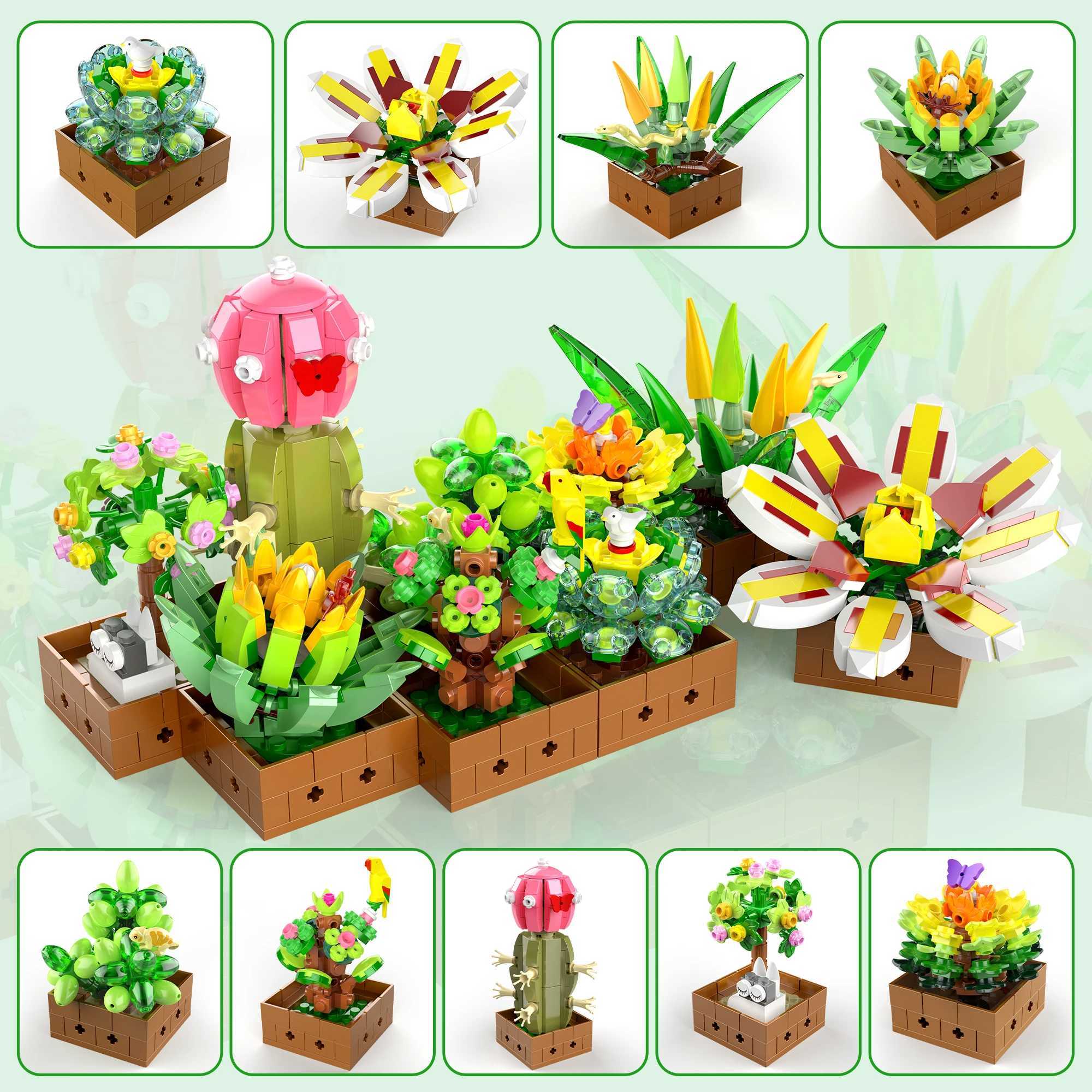 EDUCIRO Flower Plant Bonsai Building Set 9pcs of Succulent Building Toy Blocks for Home Decoration Christmas Gifts J251022