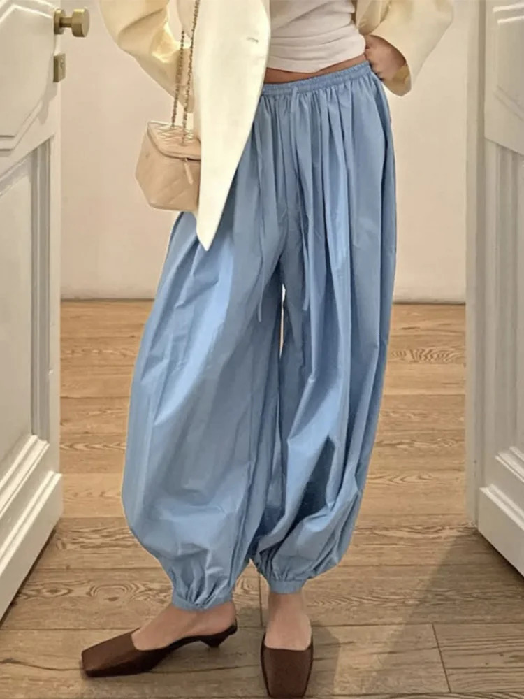 Trendix Casual Loose Lantern Pant Women Summer Fashion Solid High Waist Drawsting Ankle Trouster Street Party Bloomers Pants 251022