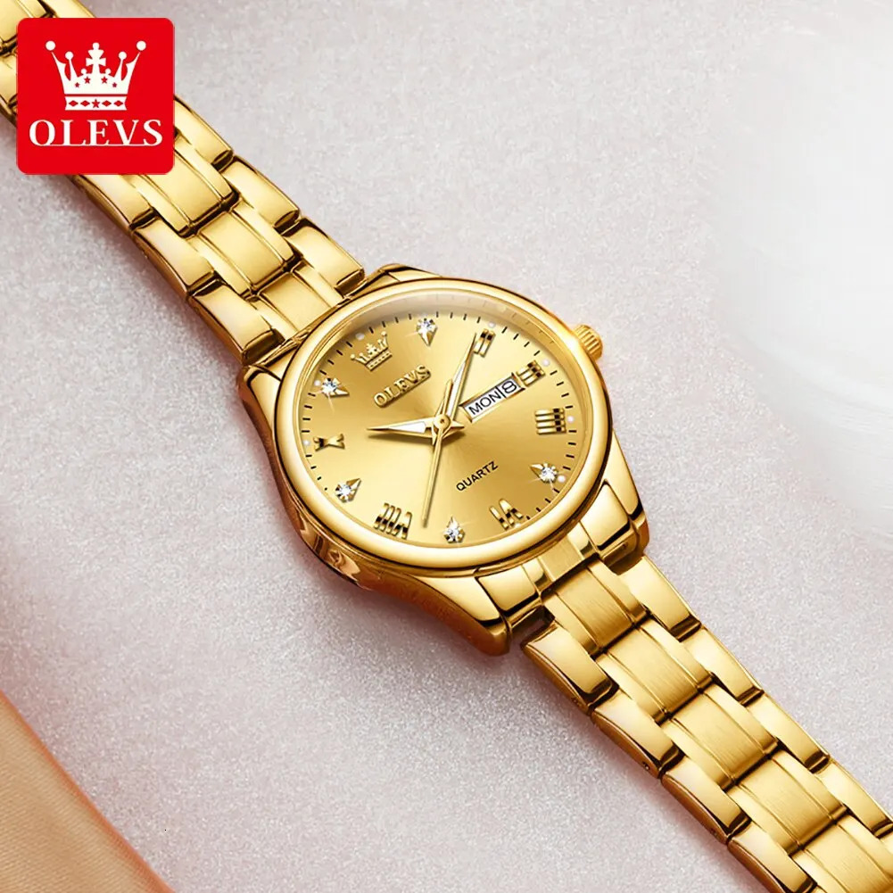 OLEVS Women Wrist Watch Original Watches for Ladies Waterproof Stainless Steel Quartz Woman Wristwatch Gold Reloj Hombre 251027w