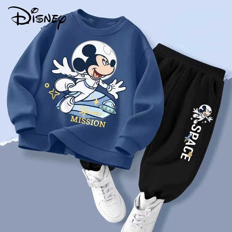Disney Autumn Baby Girl Boy Clothes Set Children Mickey Printing Sweatshirt Top and Pants Bottom 2Pcs Suit Kid Cotton Tracksuit H25102211