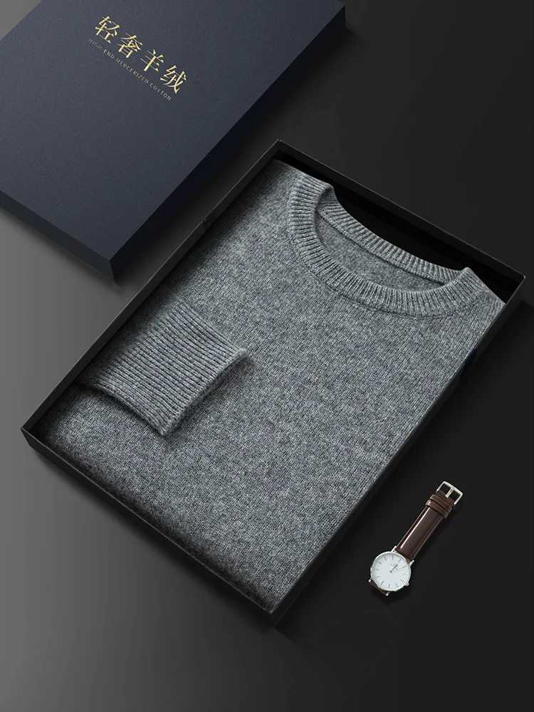 Business Men Pullover Sweater 100 Cashmere Sweater Autumn Winter Warm Clothes Thick Knit Soft Casual Highend ONeck Basic TopsXJ251022