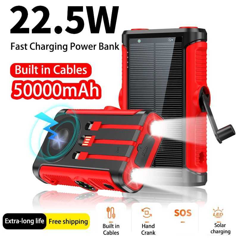 50000mAh Solar Power Bank 225W Magnetic Wireless Charging Camping Powerbank with Cables External Battery for IPhone J251114