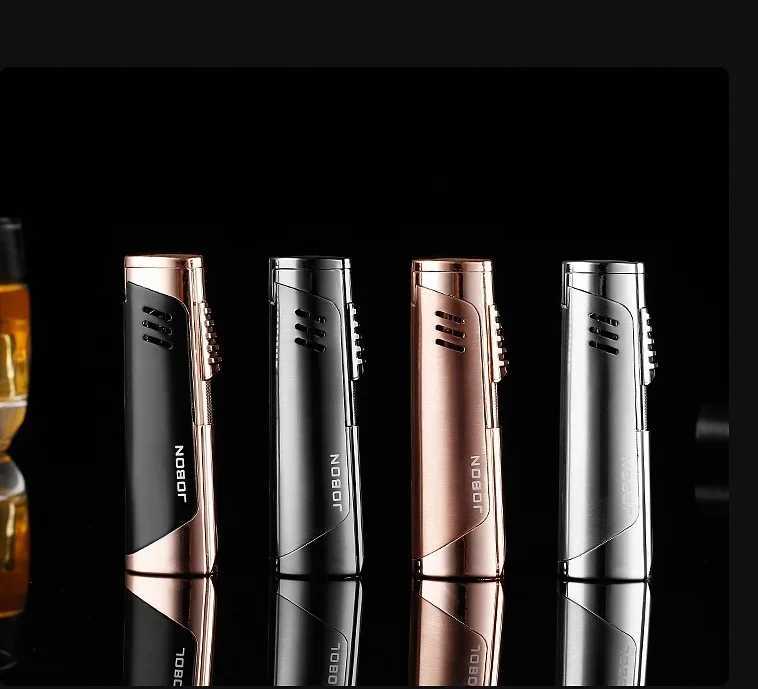 New Lighter three Fire Jet Gas Cigar Lighter Turbo Windproof Powerful Spray Gun Kitchen Pipe Flint LighterWithout Gas C251022