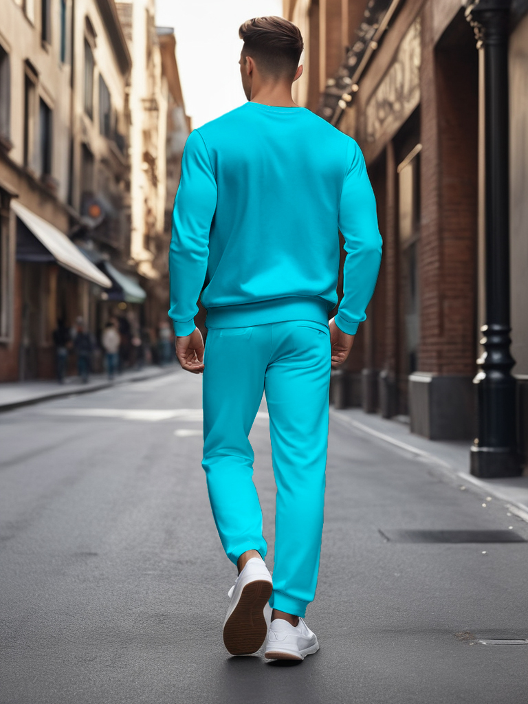 Men's Knitted Cotton Blend Long Sleeve Sweatshirt Brown round Neck Ankle-Length Casual T-Shirt Comfortable Outdoor Wear - YLWY00145