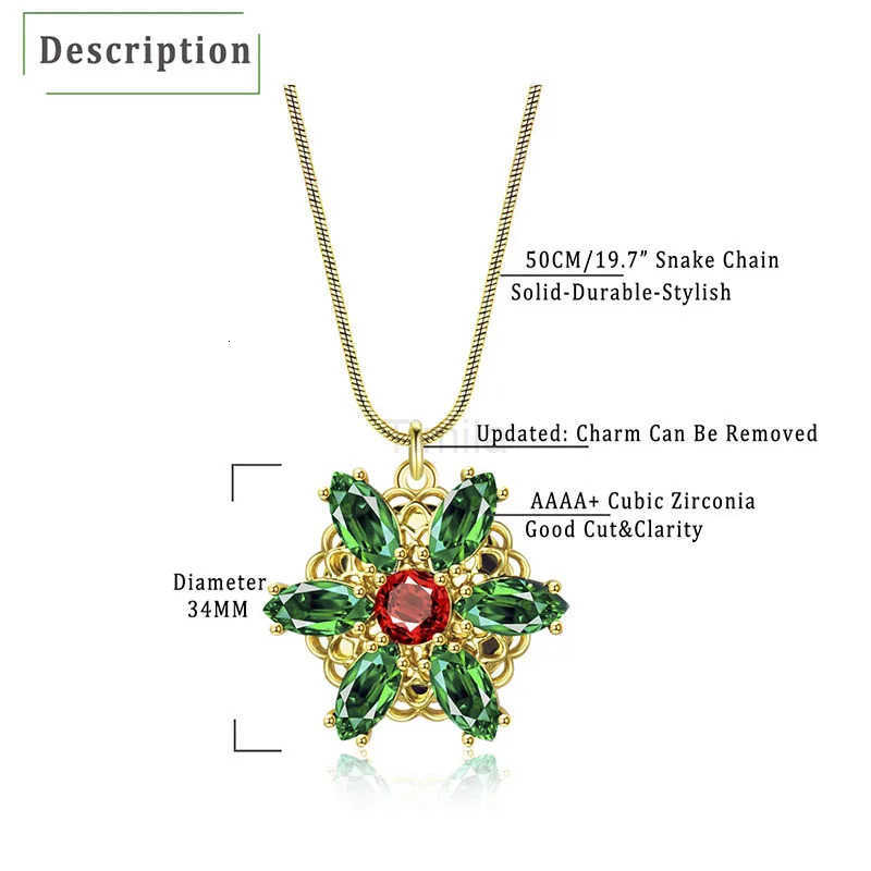 Valily Anastasia NecklaceTogether In Paris Emerald Stone Flower Necklace Lost Princess Inspired Pendant Necklace for Women U251022