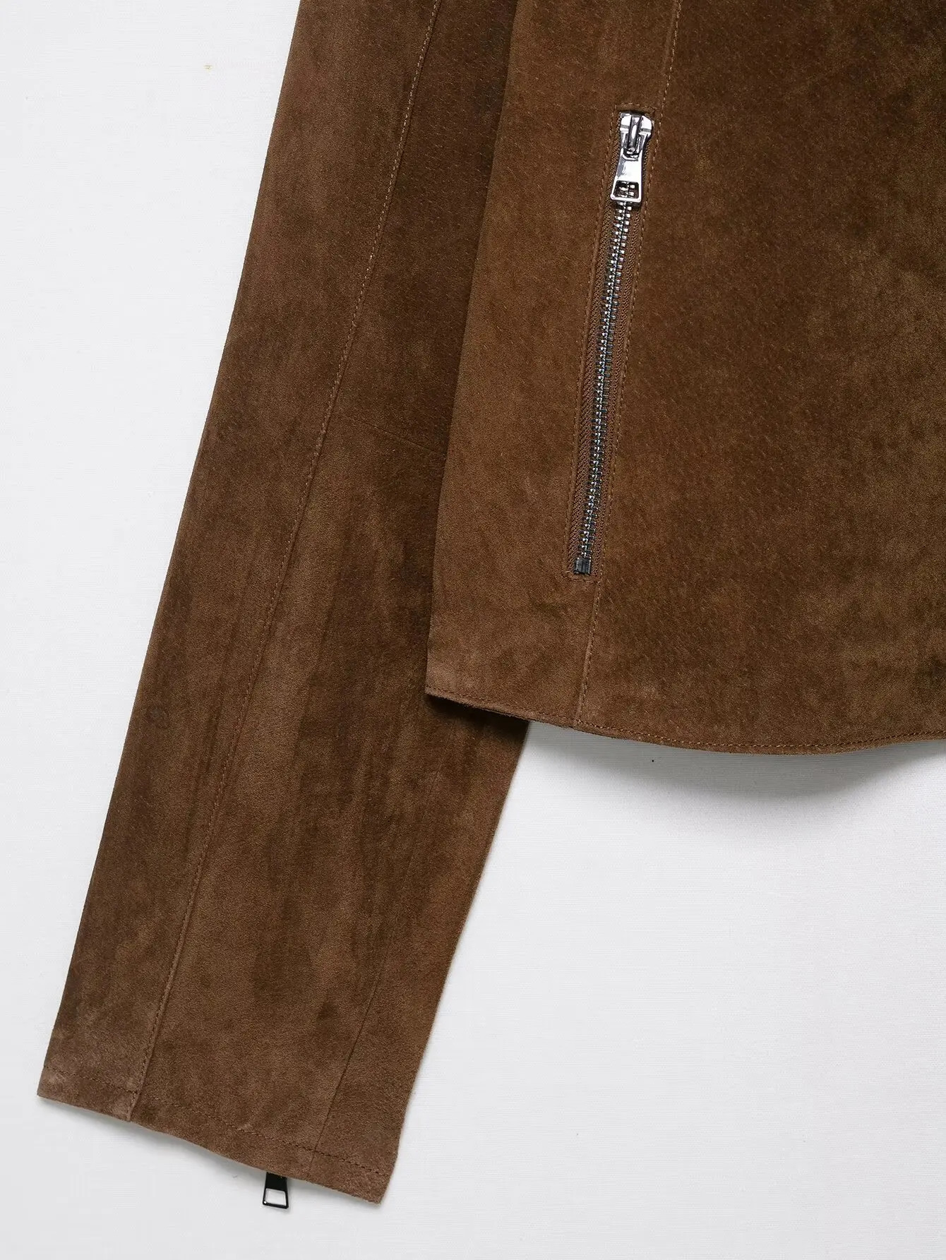 Fashion Womens Casual Suede Jackets Coat Female Zipper Long Sleeve Pockets Coats Winter Lady Commute Jacket Streetwear 251021