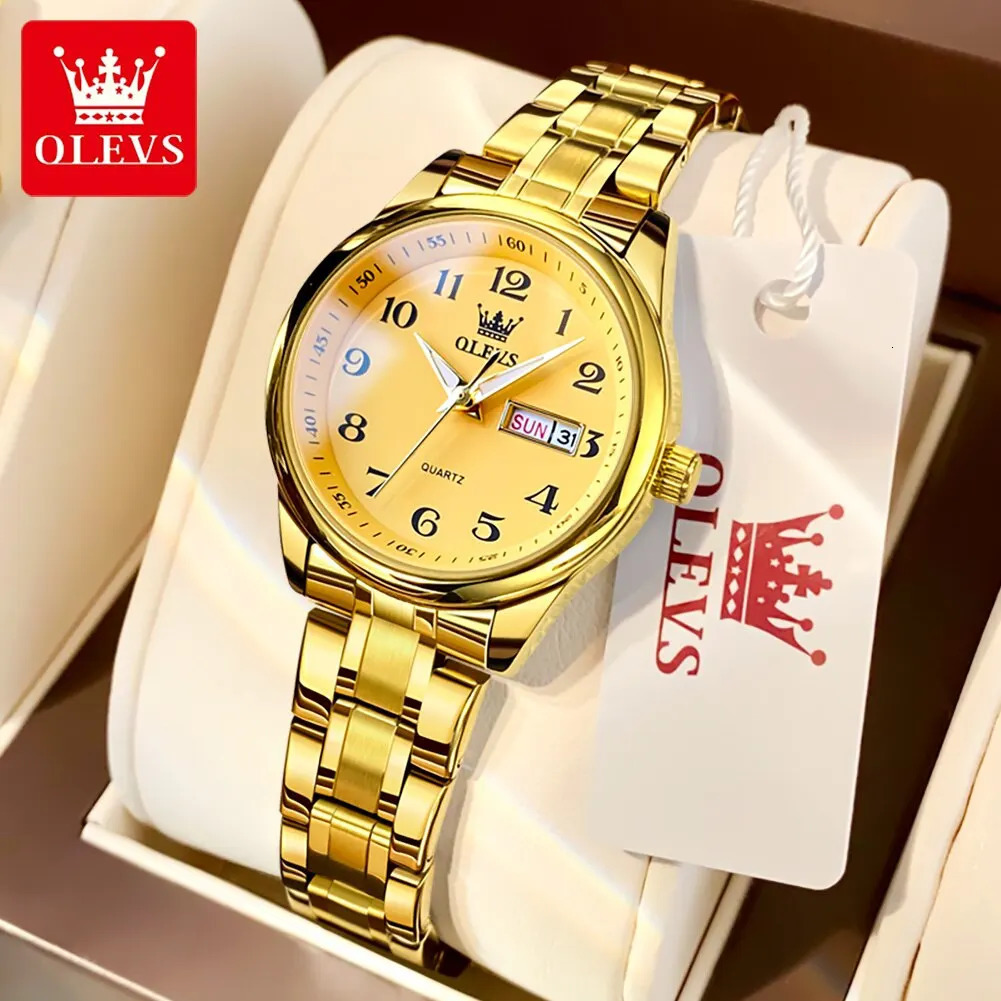 OLEVS Quartz Watch for Women Elegant Stainless Steel Watch Luminous Waterproof Week Date Wristwatch Ladies Dress Watch 251027