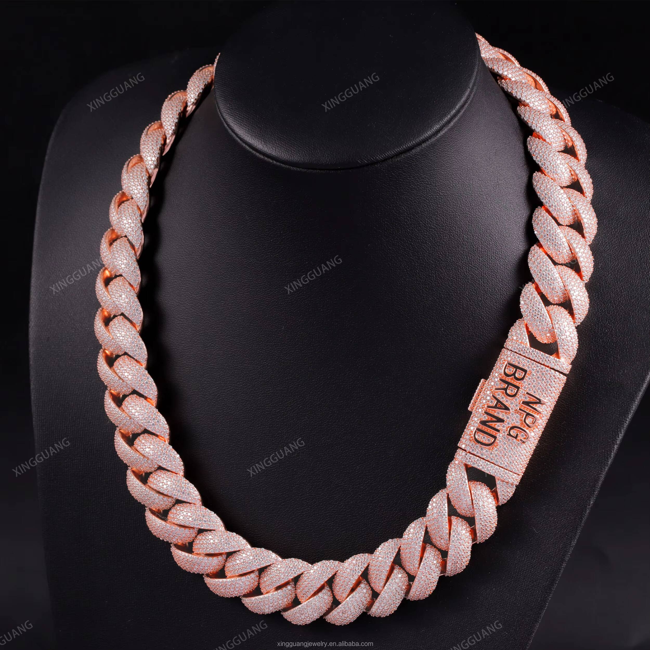 XG 22mm Iced Out Curved Cuban Chain Pass Diamond Tester Cuban Lidynamic Chain for Men Silver Fine Jewelry Necklaces Moissanite Chains