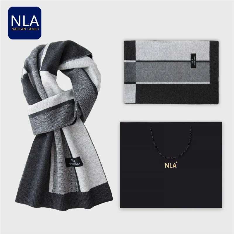 New Classical Bussiness Knitted Men Scarf Wool Blend Casual Plaid Thermal Male Scarves Fall Winter Simple Luxury Muffler NO Box J251022