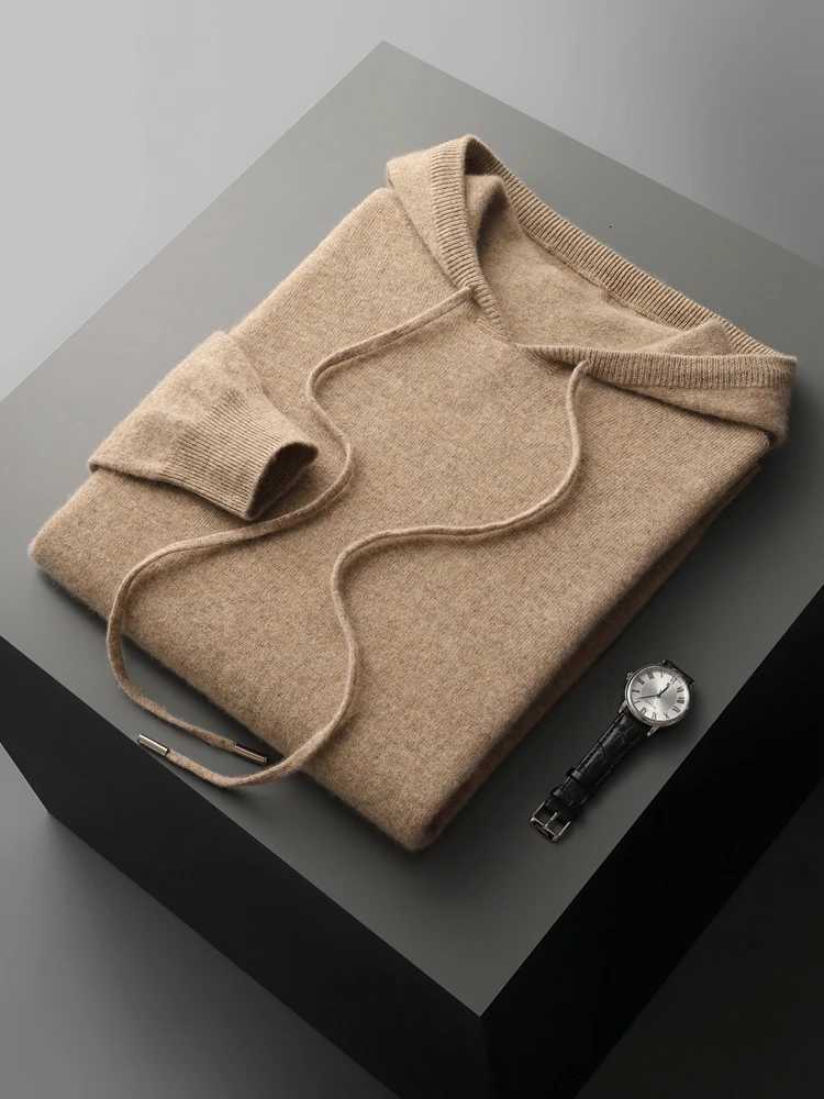 ANGEL Men Wool Hooded Pullover Basic Casual Solid Soft Pure wool Sweater Autumn Winter 100 Merino Wool Knitwear Korean FashionXJ251022