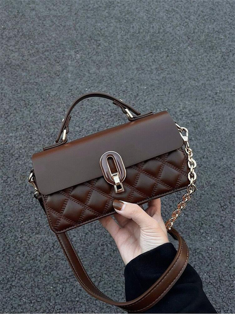 Luxury Brand Designer Bag High-End Luxury Niche Coffee Color Handbag Women's 2024 New Style Small Chain Shoulder Crossbody Bag Summer