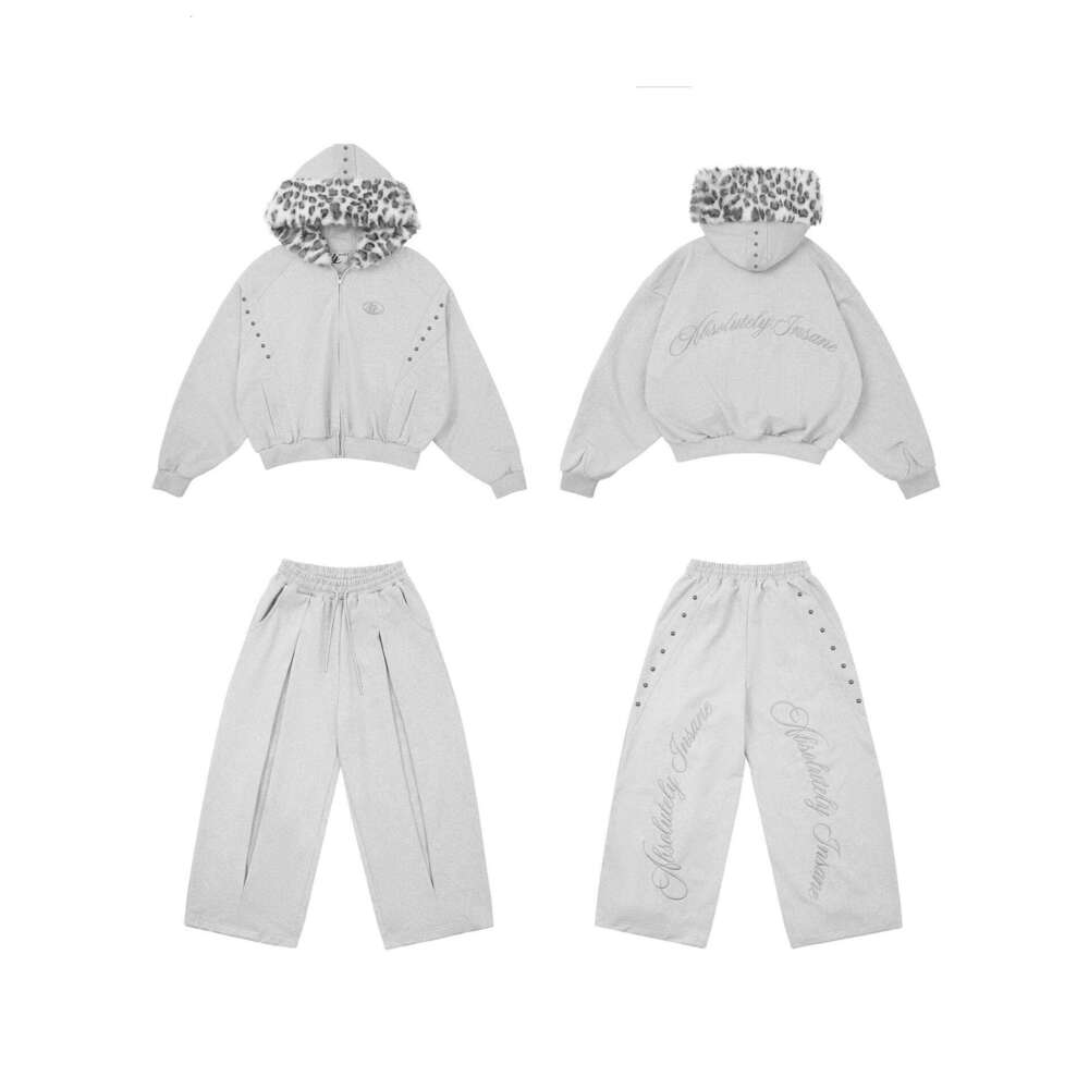 New Hoodie Leopard Fleece Design Letter Pattern Print Street Style Unisex Sweatshirt