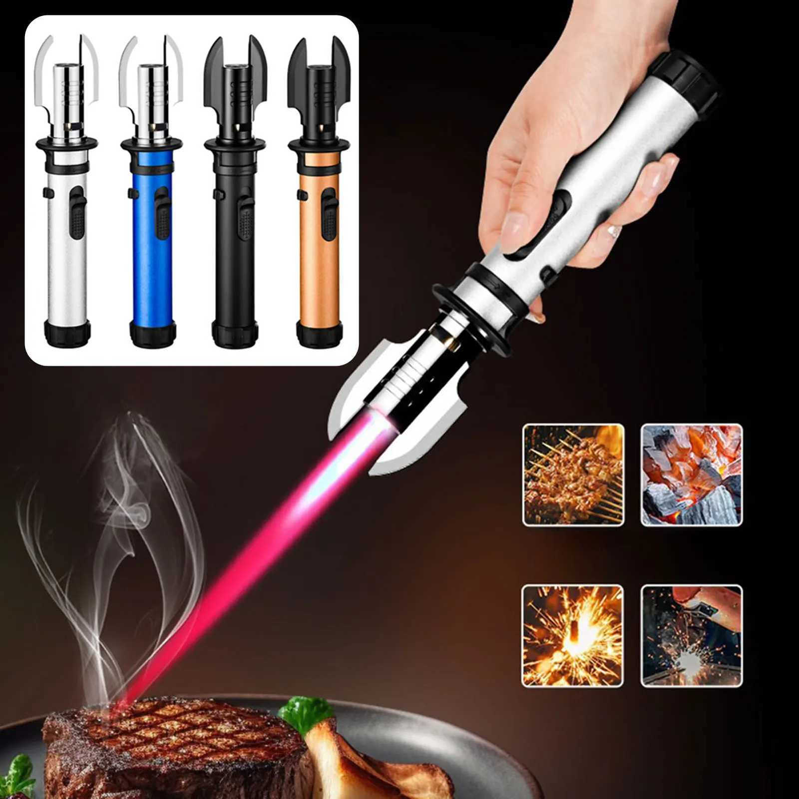 Torch Lighter with Adjustables JetFlame Refillable Butane Windproof High Heat for BBQ Soldering DIY Camping C251022