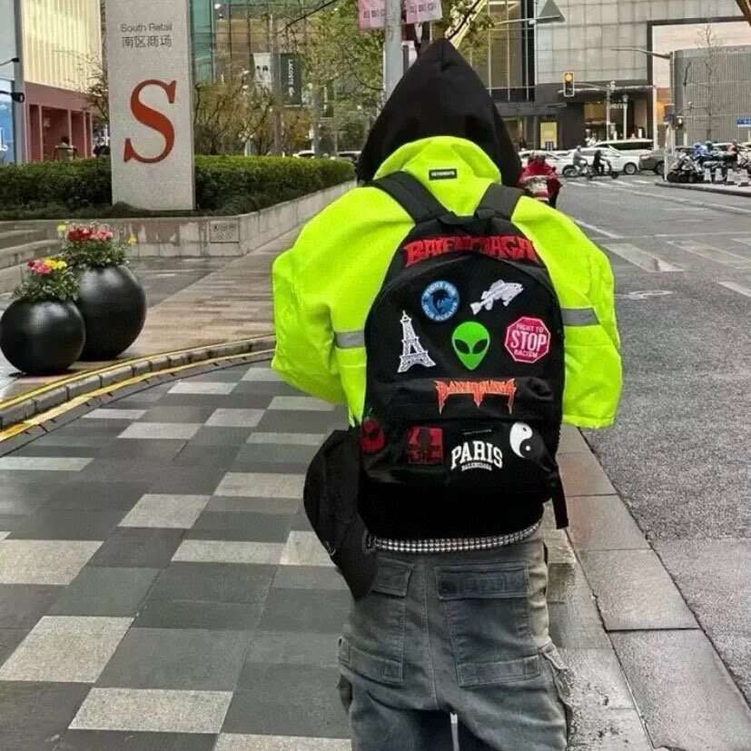 B S SS Explorer Alien Embroidery Graffiti Sticker Backpack High Quality