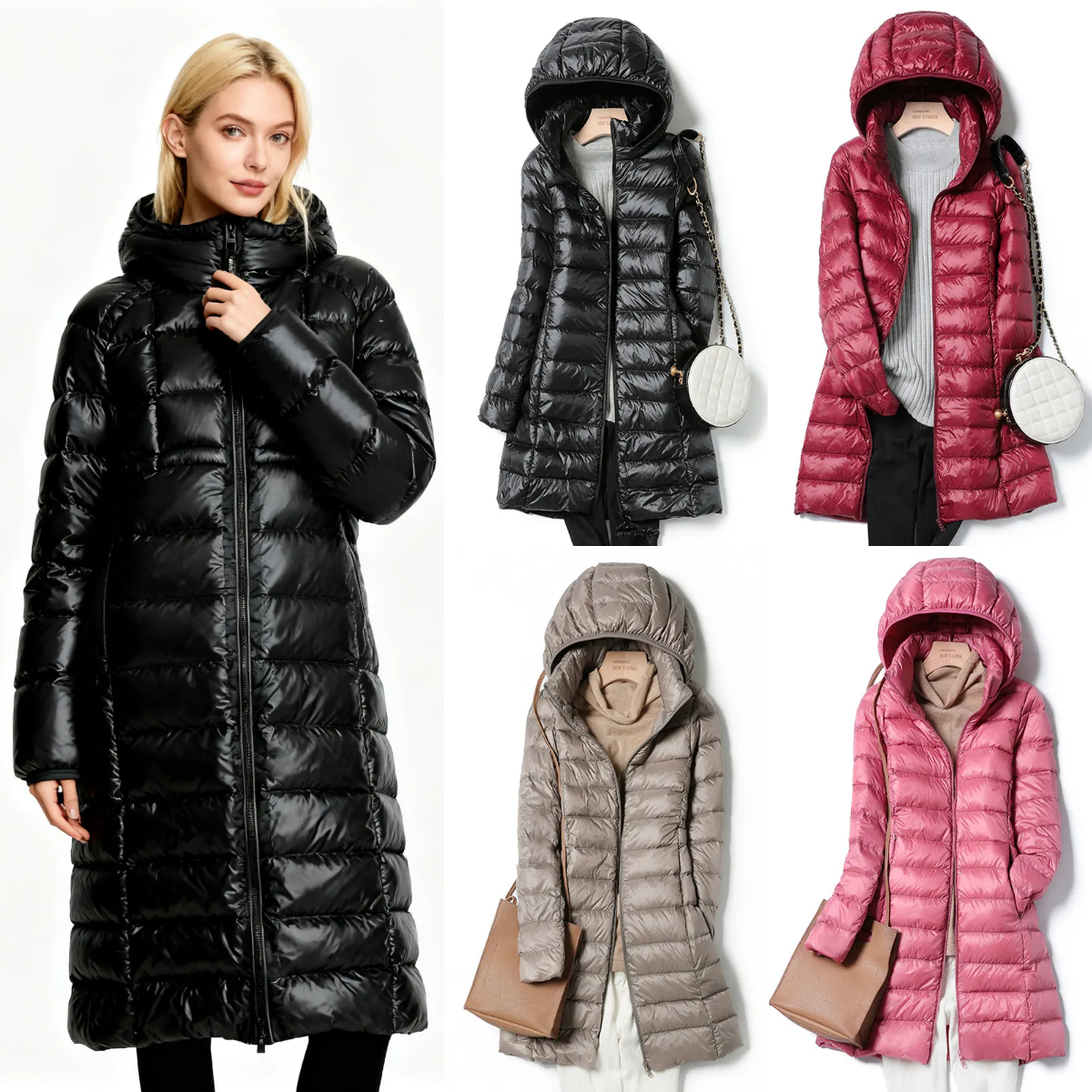 Designer Women's Down Winter Down Coat Storage Bag Thickened Padded Plush Hood Mid Length Windproof Long Sleeves Windproof Warm Daily Outwear Coat
