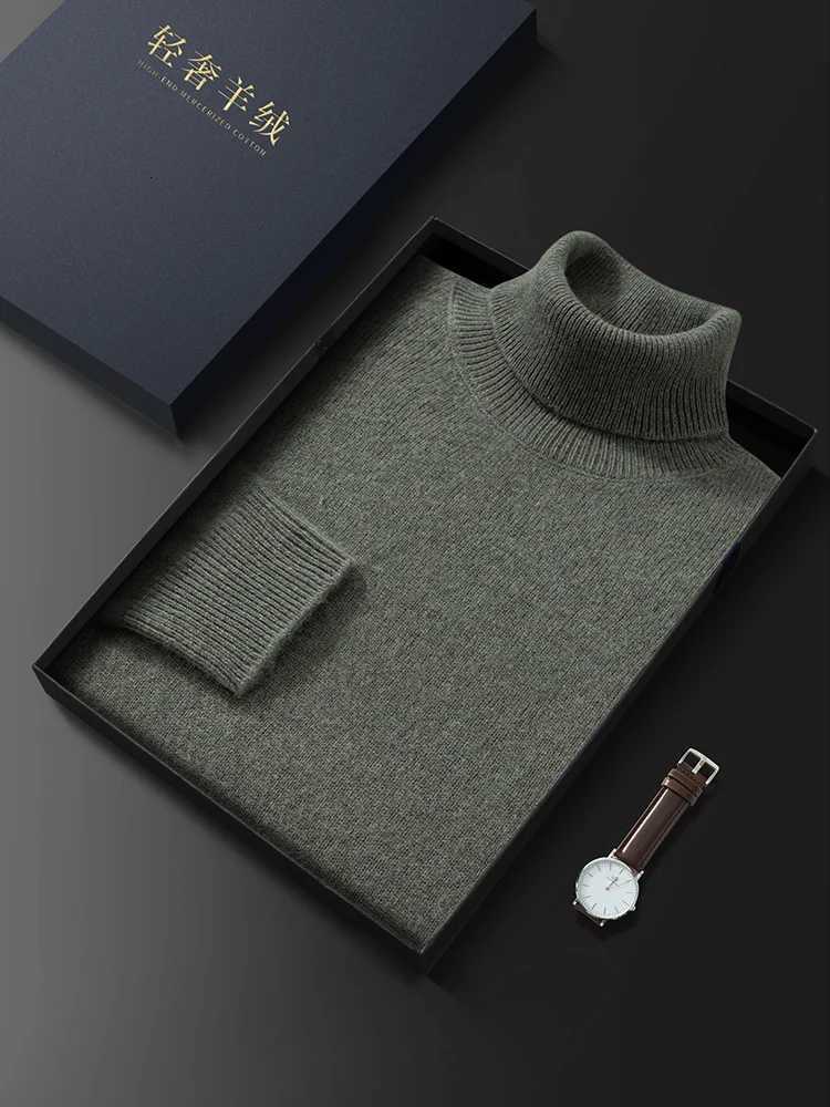Fashion Basic Turtleneck Sweater Pullover 100 Cashmere Mens Autumn Winter Sweater Soft Warm Thick Clothes Causal Pullover KnitXJ251022