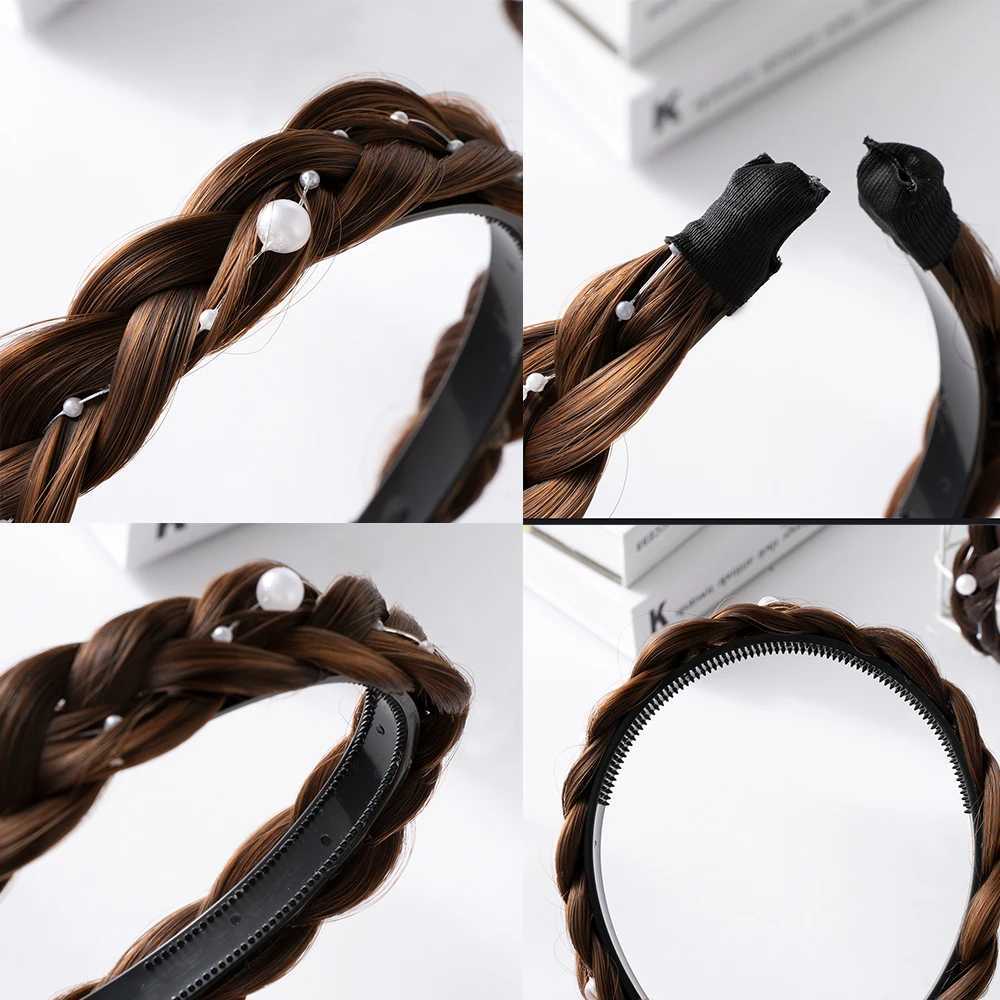 Pearl Twist Braid Hair Band For Women Toothed Nonslip Hair Hoop Designer Elastic Headband Fashion Braids Hair Accessories Girls V251022