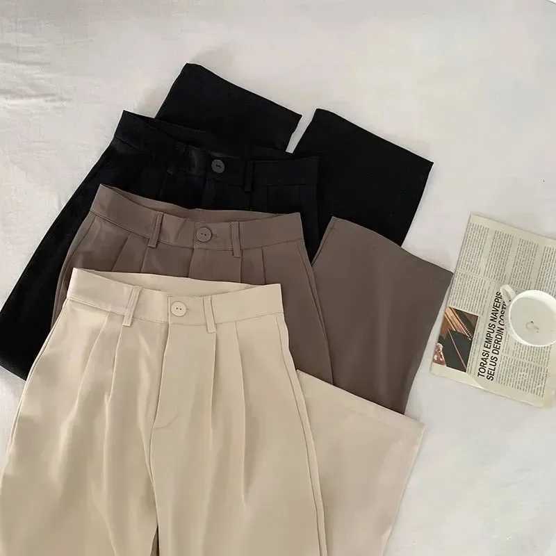 Black Suit Pants Women Casual High Waist Korean Fashion Office Elegant Straight Spring Summer Fall Winter TrousersT251022
