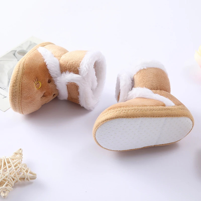 Cute Bear Baby Shoes Cartoon Soft Soled Snow Boots for Infant Boy Girl Autumn Winter Warm Thicken Plush Kids First Walkers 018M 251022