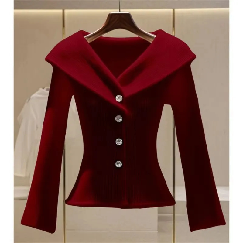 High Quality Cardigan Sweaters Jacket Womens Fashion Autumn VNeck Elegant Casual Coat Female Slim Knitted Ladies Tops 251020