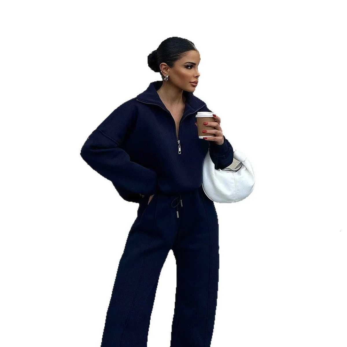 Fashion Autumn Winter Pants Sets Women Fashion Solid Color Pullover Sweatshirt Trousers Two Piece Set Female Casual StreetwearT251022