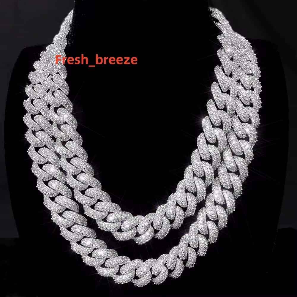 Mens Moissanite 18mm Cuban Chain Necklace Miami GoldSilver Cuban Chain Design HipHop Song Stars Similar Design