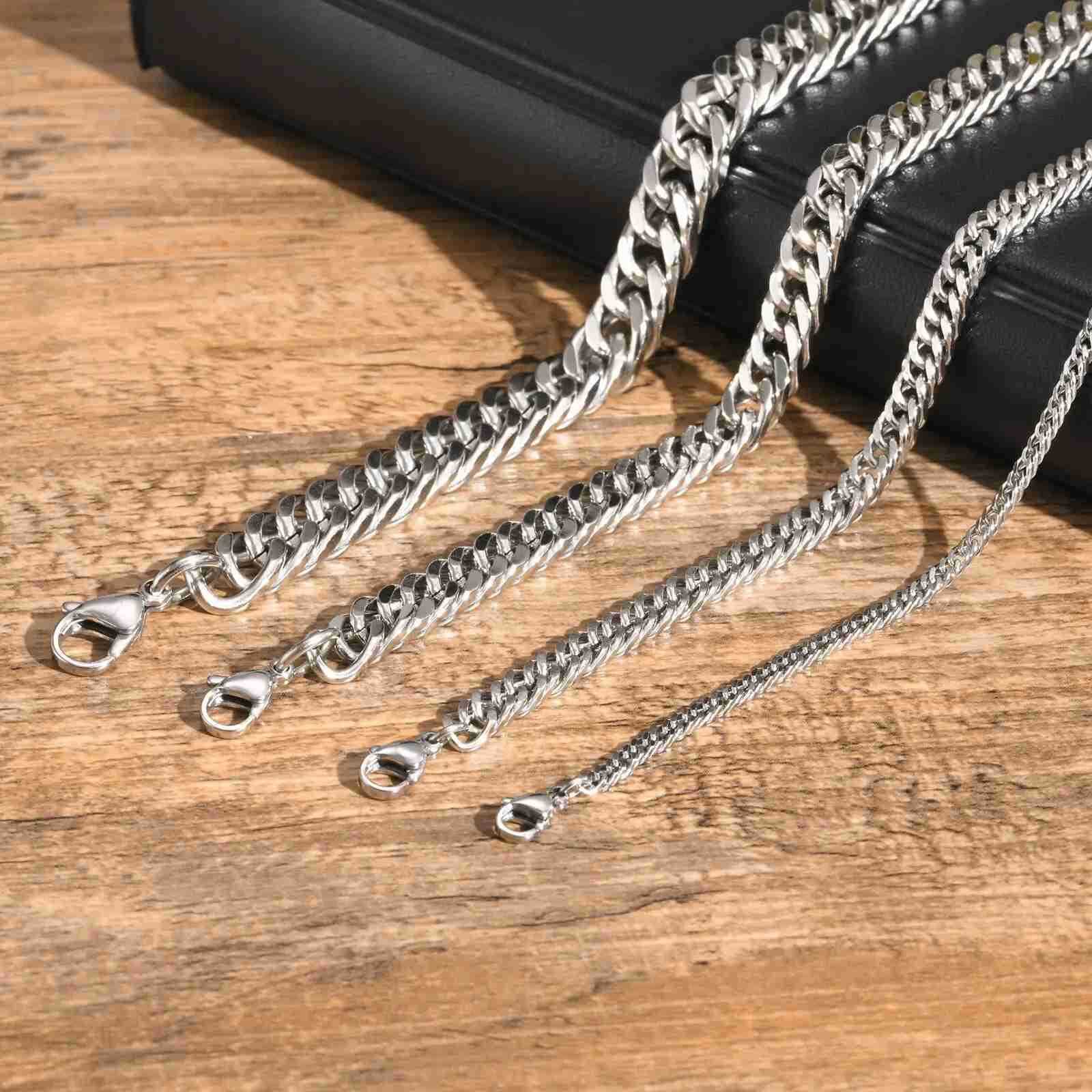 3579mm Cuban Link Chain Necklaces for Men BoysWaterproof Stainless Steel Silver Color ChainHip Hop Classic Jewelry Gift U251022