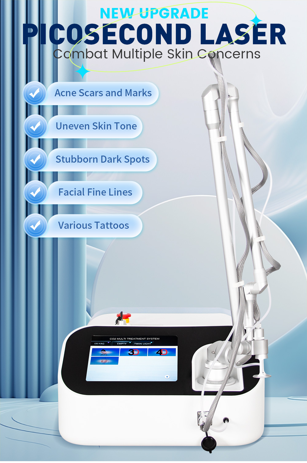 Painless Co2 Fractional Laser Scar Removal Machine For Skin Rejuvenation Wrinkle Remover And Pigment Remove