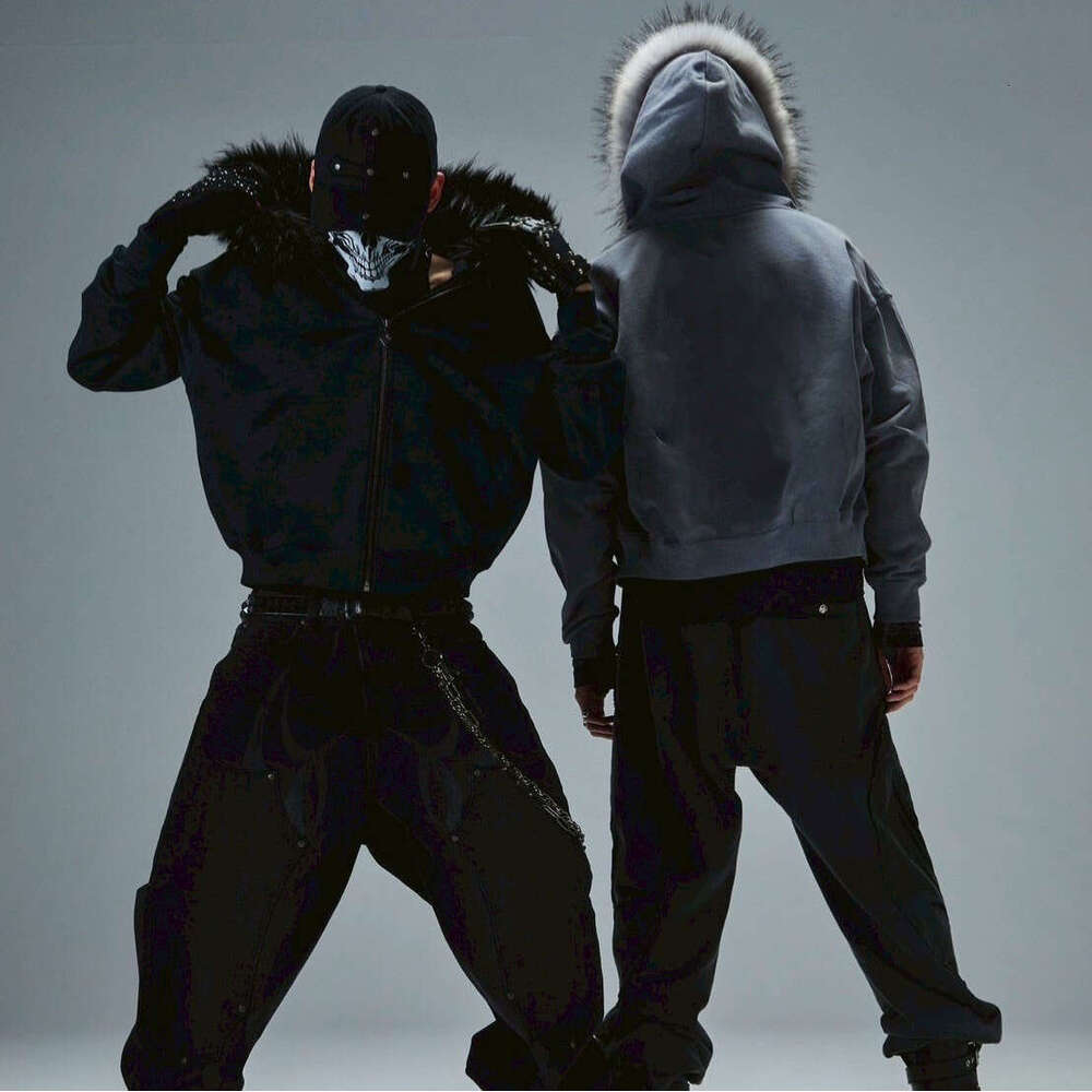 Fashion Camouflage Print Fur Collar Couple Style Street Loose Hooded Cardigan Sweatshirt